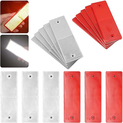 Abnaok 10pcs Self Adhesive Trailer Reflectors Rectangular 15x5cm Red Silver