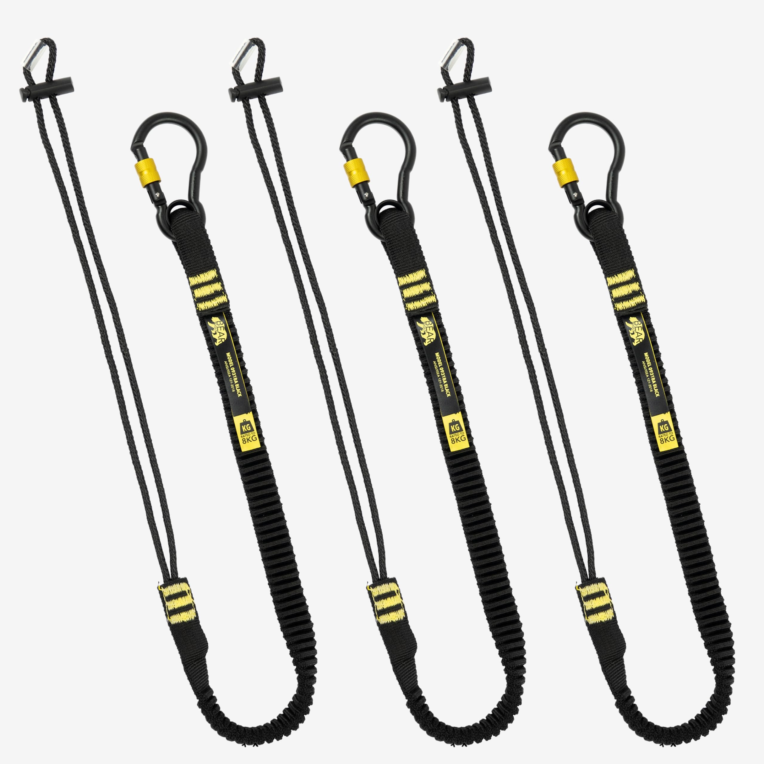 BearTOOLS ANSI-Approved Tool Lanyard with Spring Screw Lock Carabiner - 3Ft Heavy-Duty, Max load 17lbs, Premium Nylon Tether, Adjustable Loop, Prevent Falling Objects - Shock Absorbing Lanyard 3-pack