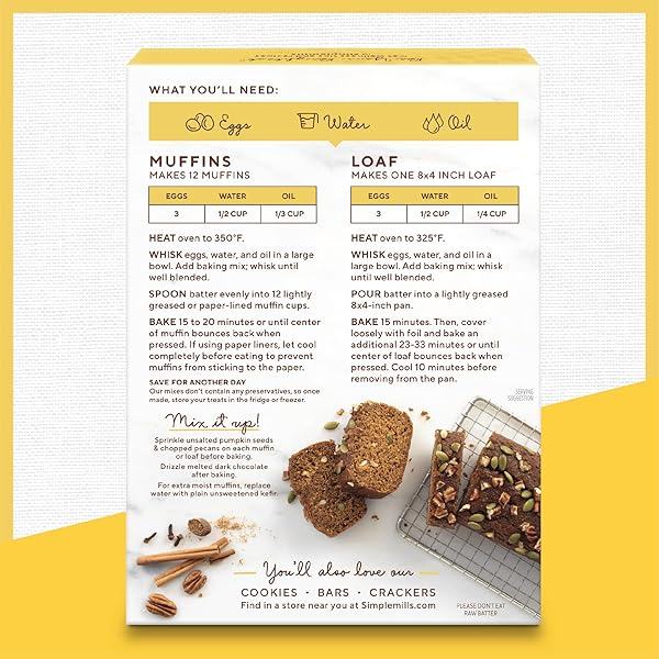 SIMPLE MILLS ALMOND FLOUR BAKING MIX, PUMPKIN MUFFIN & BREAD MIX – GLUTEN FREE, PLANT BASED, PALEO FRIENDLY, 9 OUNCE (PACK OF 1)