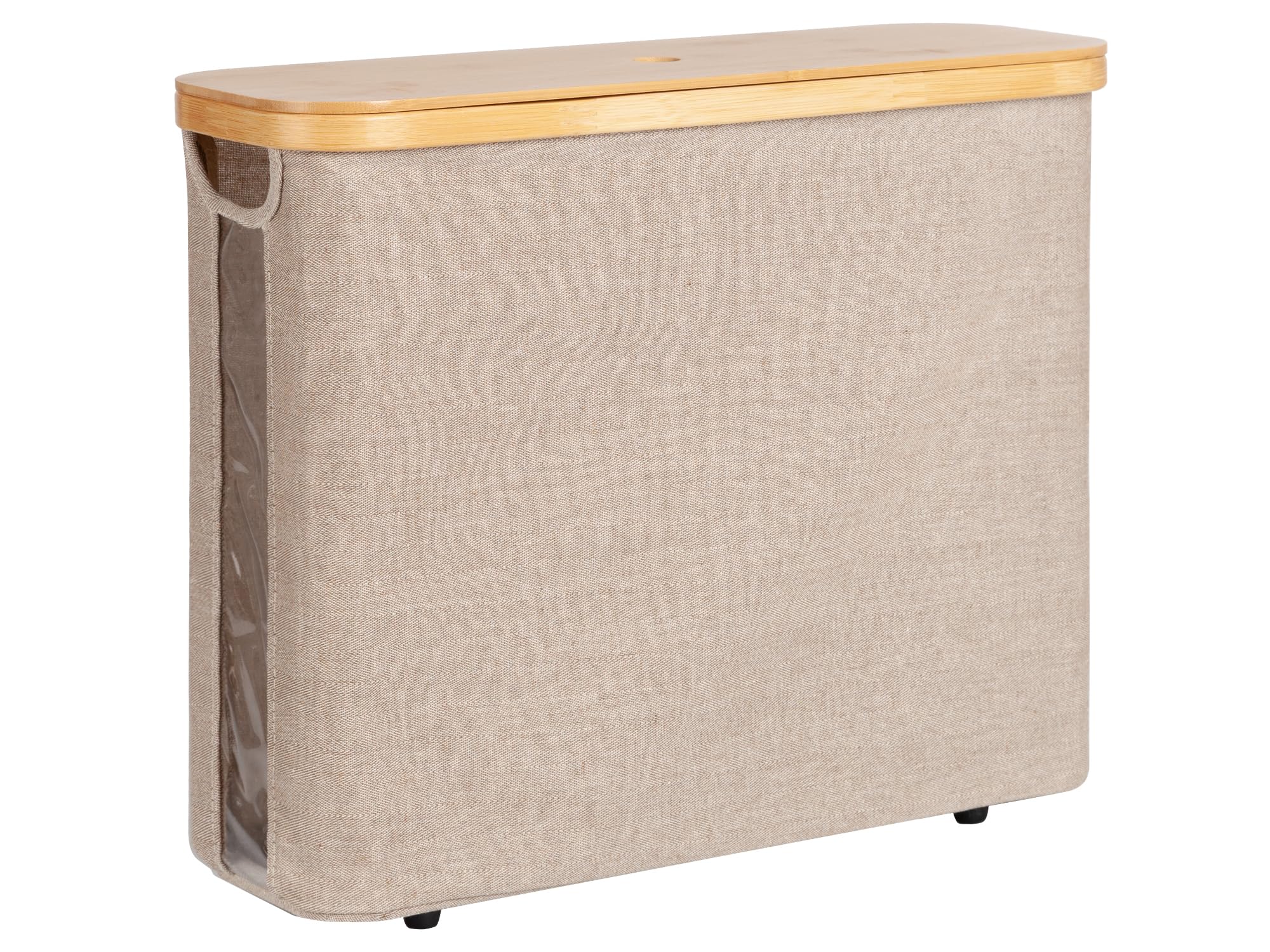 Photo 1 of StorageWorks Toilet Paper Storage Basket, Papers Container with Bamboo Lid, Medium Toilets Holder for Up to 9 Mega Rolls, Organizer for Bathroom, Brown and Beige, 1 Pack