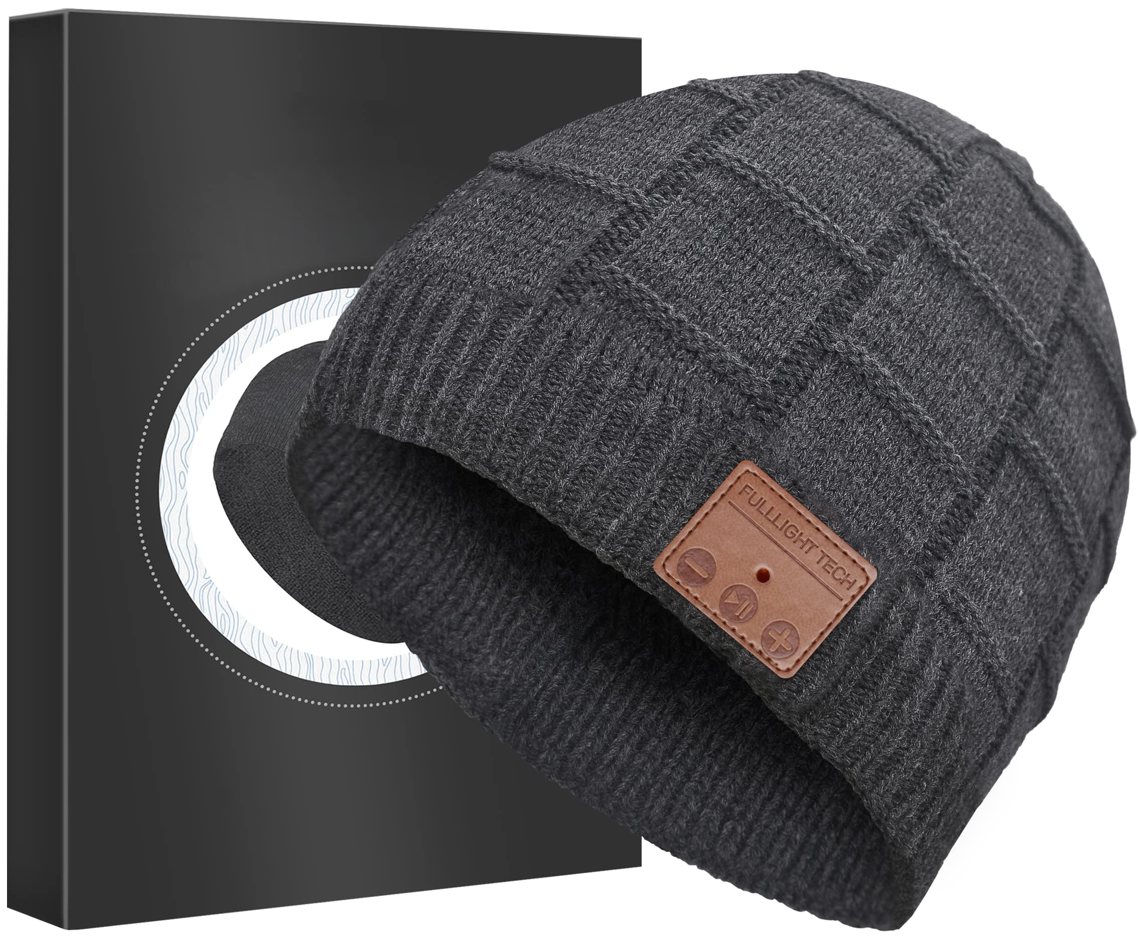 Bluetooth Beanie Hat,Upgraded Hat Headphones Headset Winter Music Hat Knit Running Cap with Speakers & Mic Unique Christmas Tech Gifts for Women Mom Her Him Men Teens Boys Girls Dark Gray