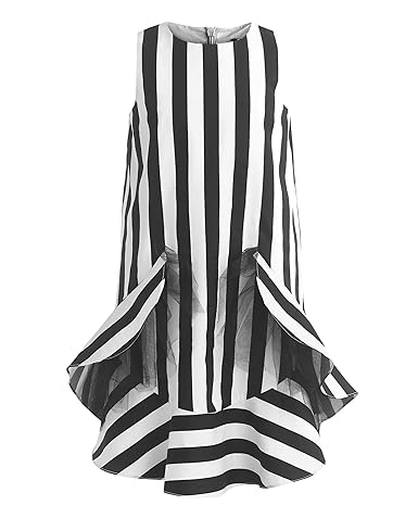 Gulliver Mädchen Kleid | Farbe Schwarz Weiß Gestreift | Lockere Passform | Ärmellos | Baumwolle | für 8-13 Jahre