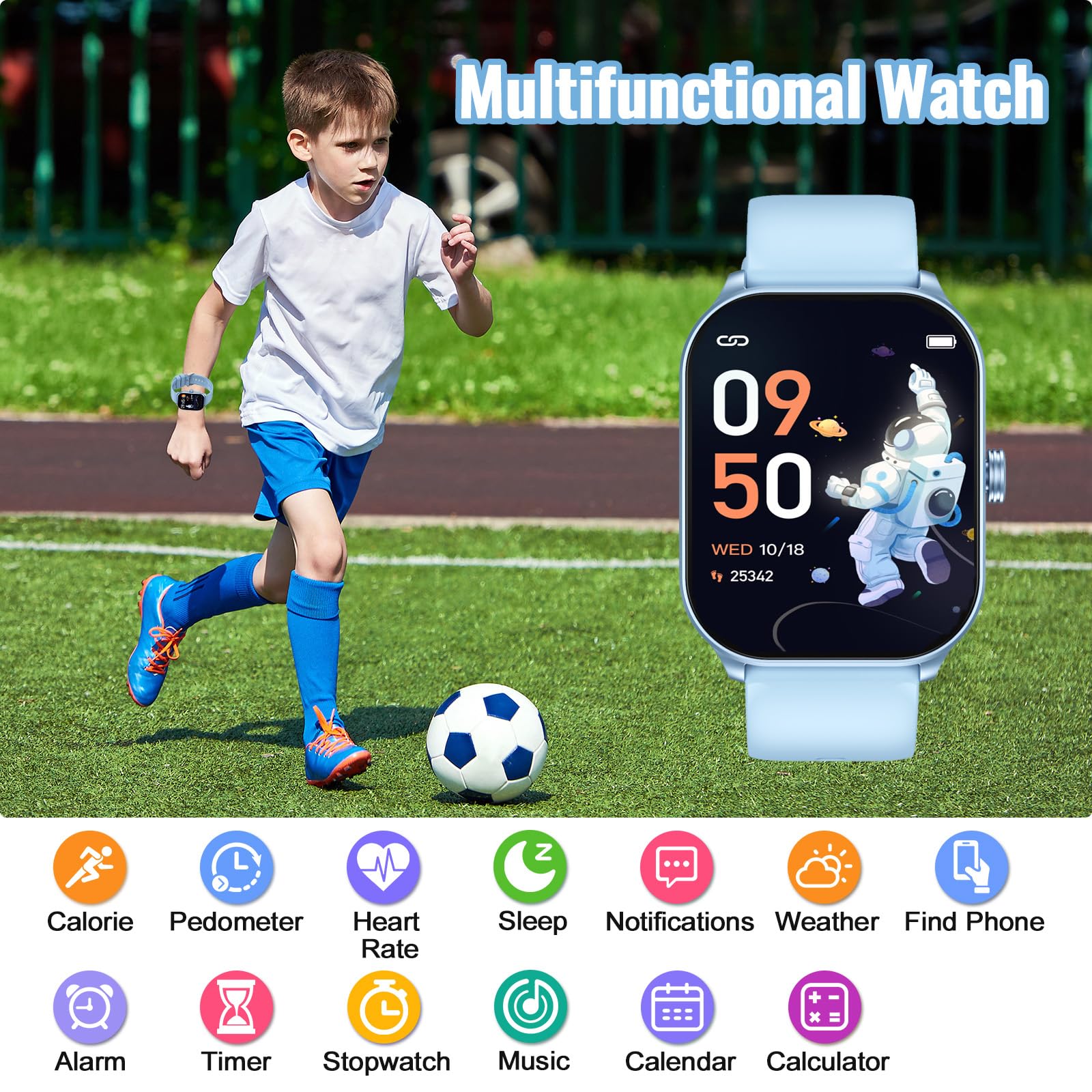 Tynggko Kids Smart Watch for Boys Girls, Fitness Tracker Watch with Pedometer, 65 Sport Modes, Heart Rate Sleep Monitor, Alarm Clock, Kids Gifts for Boys Girls Teens 10+ (Blue)
