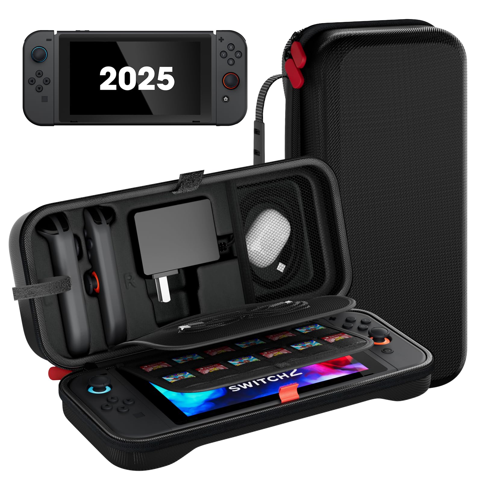 Photo 1 of ProCase Large Carrying Case for 2025 Nintendo Switch 2 with 24 Game Card Slots, Hard Travel Portable Bag Protective Cases for Console Joy-Con and Adapter -Black