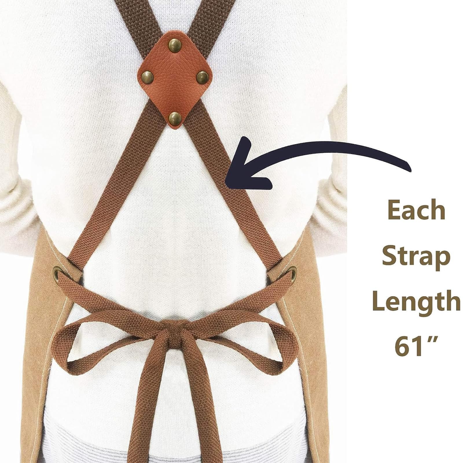 AFUN Work Aprons for Men with Large Pockets, Cotton Canvas Cross Back Heavy Duty Adjustable Tool Apron, Size M to XXL (Grey)