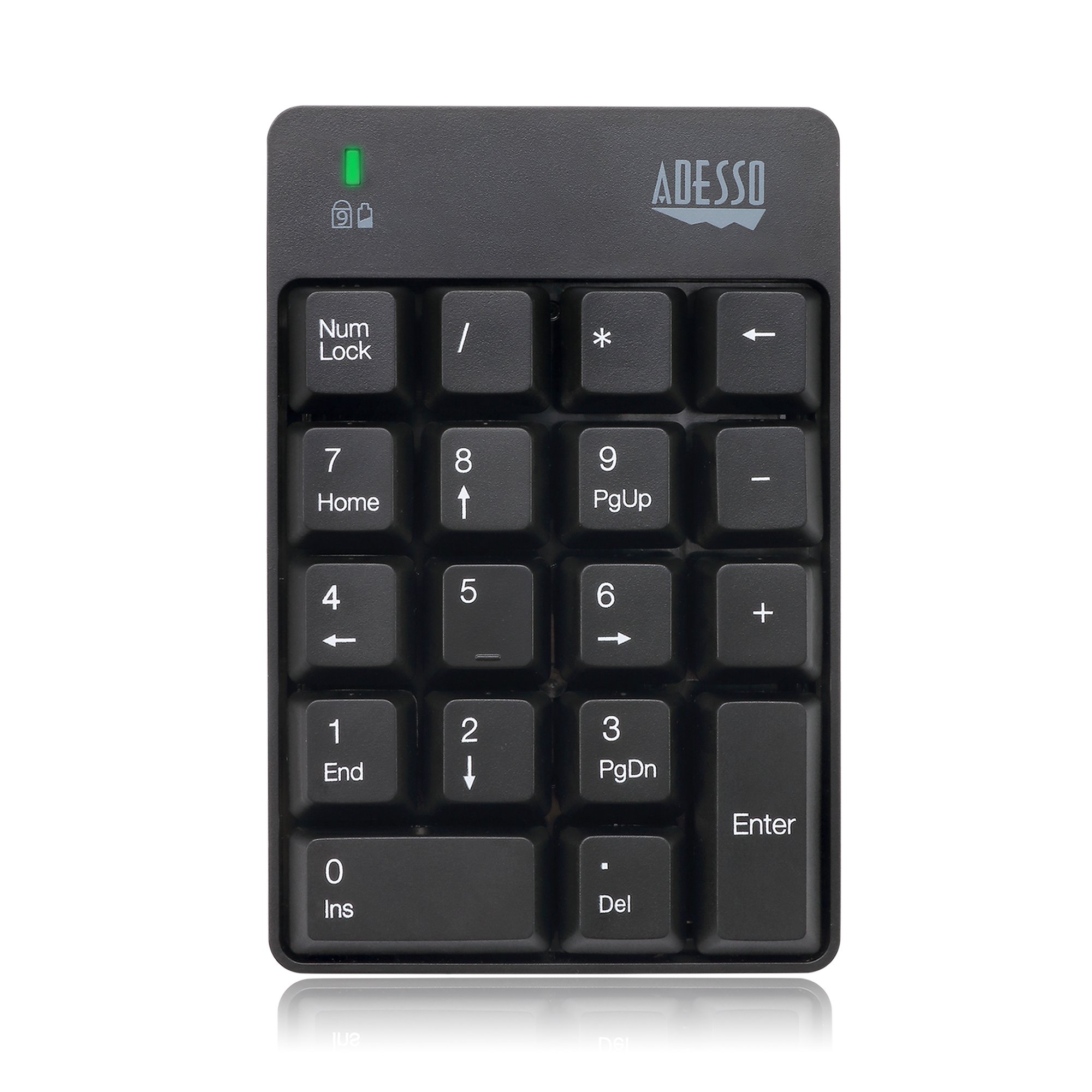 Adesso WKB-6010UB - Wireless Spill Resistant 18-Key Numeric Keypad Number Pad, Black