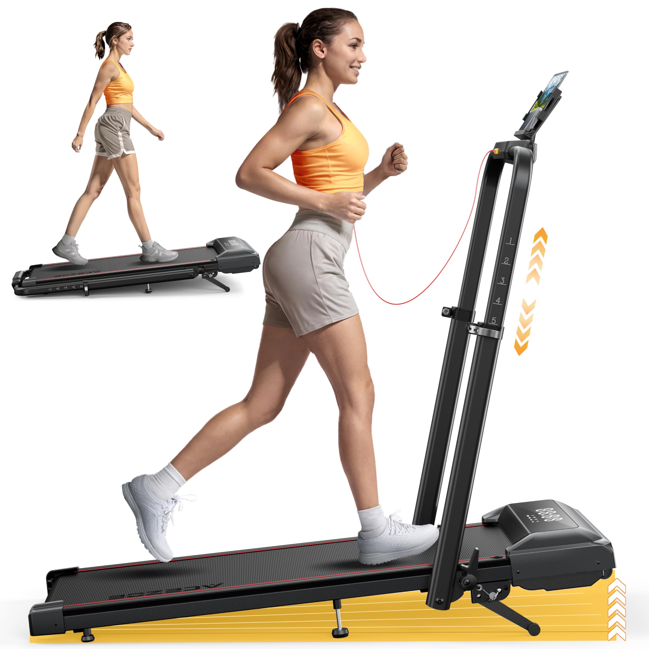 Acezoe Walking Pad Treadmill with 12% Incline, Foldable Treadmill with Adjustable Handle Bar for Home/Office,Under Desk Treadmill Image