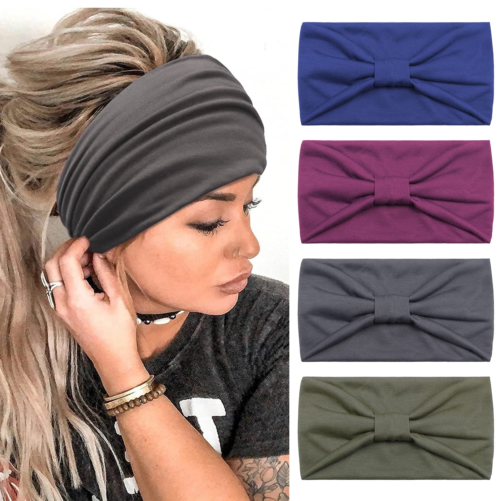Kavya Wide Headbands for Women - Soft Elastic Knotted Head Bands for Yoga, Ladies Fashion Hair Accessories — image 1