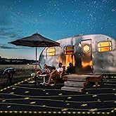Boulder Bee LED Outdoor Rugs, Plastic Straw Rug Glow in the Night, Waterproof Outdoor Camping Rugs, Quick Drying Picnic Rug, Sand Free Reversible Beach Mats, 9 x 12 Feet
