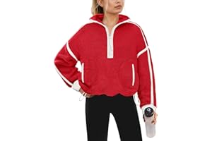 Yanekop Womens Quarter Zip Pullover Sherpa Fleece Jacket Oversized Zip Up Sweatshirt Half Zip Pullover Fuzzy Outerwear