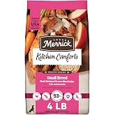Merrick Kitchen Comforts Dry Dog Food for Small Dogs, 4 lb Bag | Premium Adult Dry Dog Food with Real Chicken and Brown Rice, crafted for small dogs with smaller kibble pieces