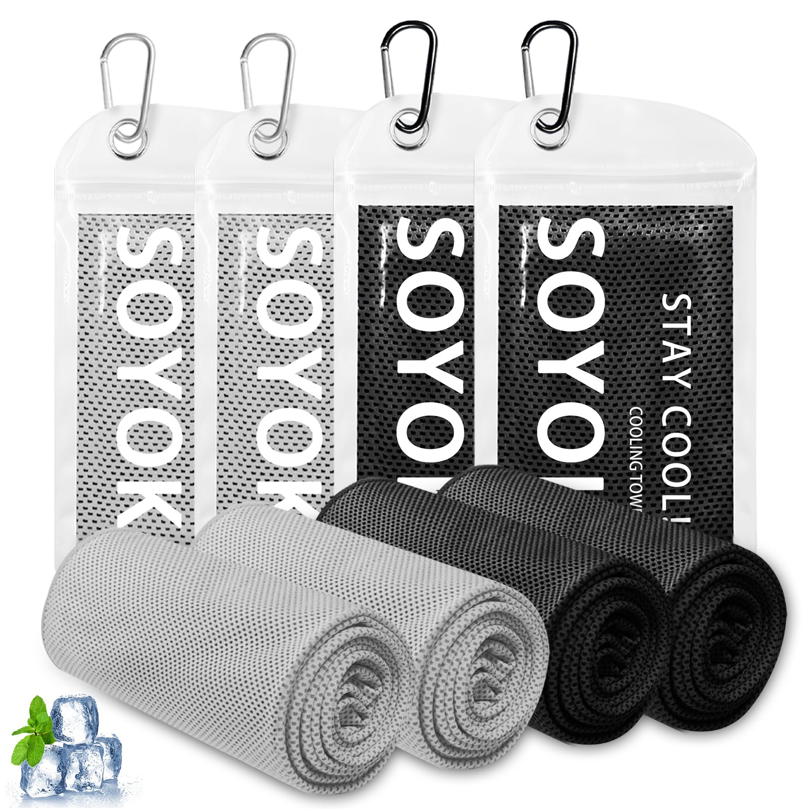 SOYOK 4 Packs Cooling Towels, 40" x 12" Cooling Towels for Neck and Face