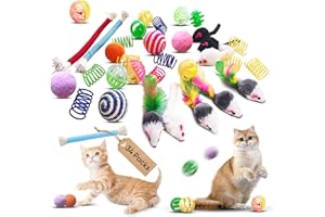 YULOYI Cat Toys for Indoor Cats - 34 Packs Interactive Set with Colorful Springs, Mouse Toy, Catnip Ropes, Balls, Bells, and Sisal Ball for Kittens
