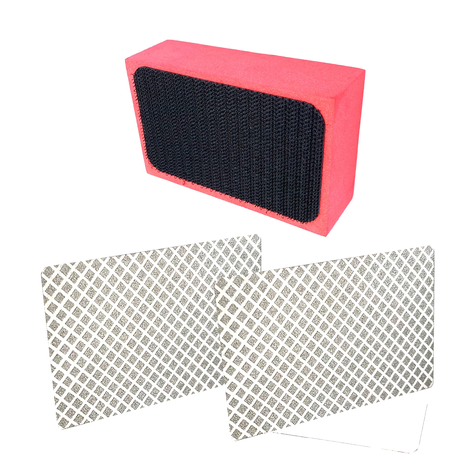 3 in1 Diamond Sanding Pads,1Pcs Sponge Block Foam Backing Hook with 2Pcs 100 Grit Diamond Sanding Blocks Replacement