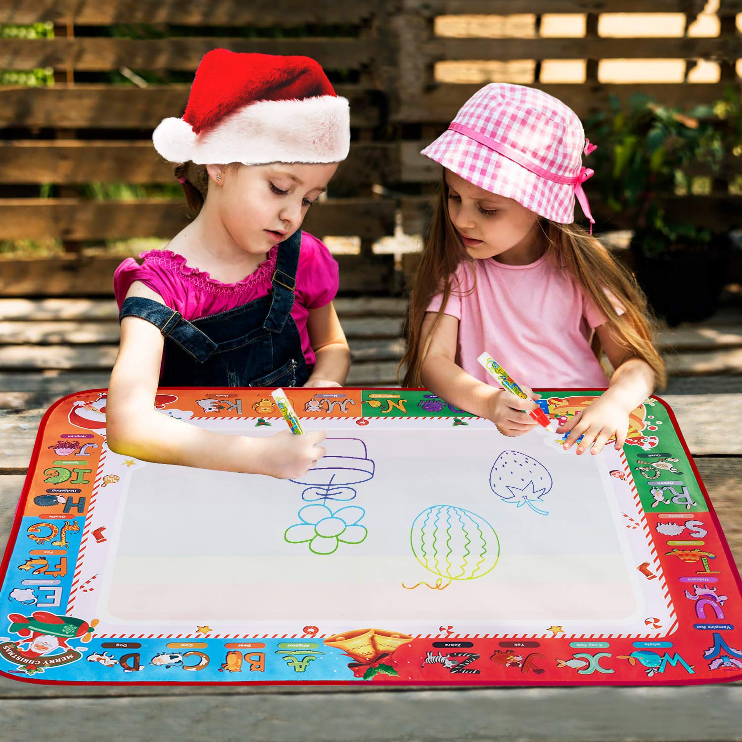 PHYLES Wasser Zeichnen Matte, Super Deluxe 100 * 70 cm Aqua Drawing Painting Mat , kein Chaos Färben & Zeichnen Spiel, Lernspielzeug & Magic Doodle Malmatte für Kleinkinder ab 3 Jahren (groß)