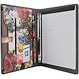 XIAOZHI 3-Ring Binder Portfolio Case, Floral Painting PU Leather Binder Padfolio, Business Planner Organizer with Notepad Holder, Red, 9.5x9.5x12.8 in. (WMQ027-Red)