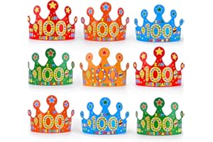 DUAIAI 35 Pieces 100 Days Paper Crowns, 100th Day of School Celebration Paper Crown Party Hat with I am 100 Days Smarter Printed, for Classroom School Decor