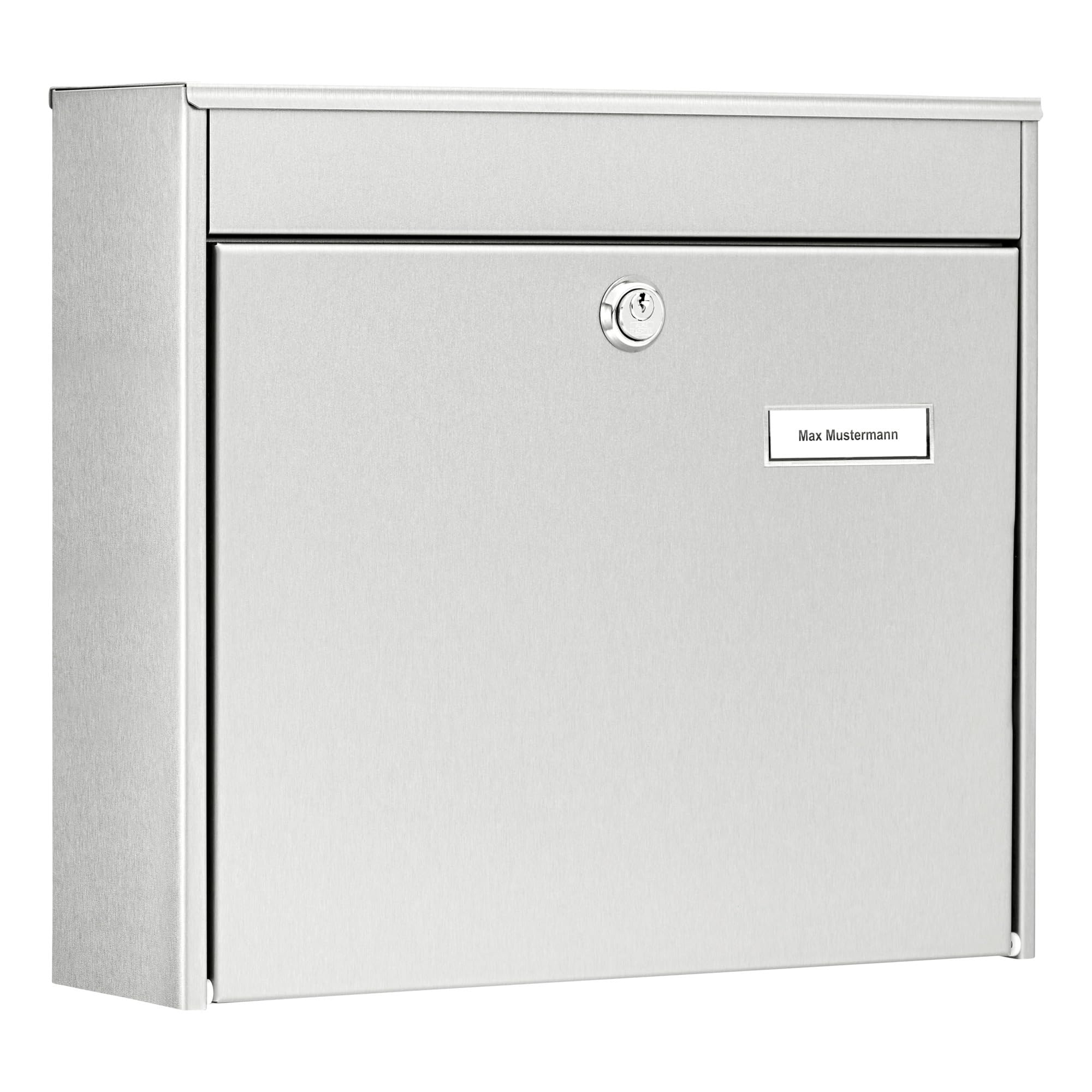 Burg-Wächter Borkum 3878 Ni – Stainless Steel, Stainless Steel Letter Box with Opening Stop A4 Format,