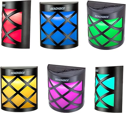 Amazon Com Seachoice 03711 Solar Side Mount Party Led Lamps 4 Lamps 7 Led Colors Auto On At Dusk 4 In W X 4 3 8 In H X 2 In D Sports Outdoors