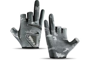 SUJAYU Fishing Gloves Men & Women, Anti-Slip & Breathable Laxuery Palm Kayak Gloves, 3-Cut Fingers UV Gloves Ice Fishing Gloves Fly Fishing Accessories