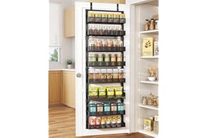 SNTD 8 Tiers Over the Door Organizer - Height Adjustable Pantry Organizers and Storage with Dense Mesh Baskets, Anti-Swing Ha