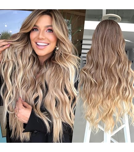Amazon.com : 26 inch Lace Hairline Long Ombre Blonde Wigs  display picture 3
