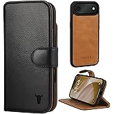 TORRO Leather Case Compatible with iPhone Air 6.5” 2025 – Leather Bumper Case with Detachable Wallet Cover with Stand and Card Slots (Compatible with Official MagSafe Chargers) - Black
