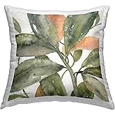 Stupell Industries Leaves with Orange Detail Design by Carol Robinson Outdoor Printed Throw Pillow, 18 x 7 x 18, Green