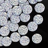 OIIKI 25PCS 20MM Rhinestones Decorations for Jewelry Making, Clear Flat Back Carbochon Crystal Button, Resin Diamond Ornaments, Sparkle Round Faux Gems for DIY Jewelry Crafts, Wedding Accessories