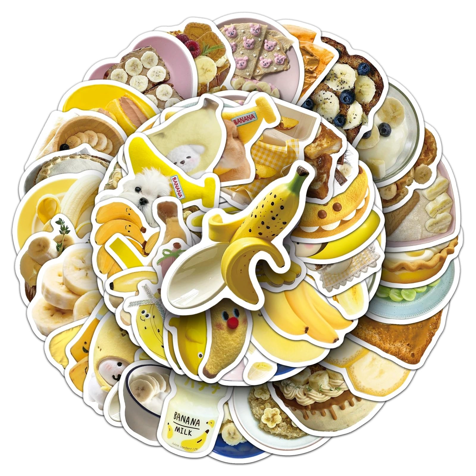 Banana Stickers for Laptop(50 PCS),Gift for Children Teens Adults Girl Boys,Banana Waterproof Stickers for Skateboard,Scrapbook,Bike,Phone,Computer,Luggage Water Bottle Guitar