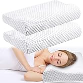 FairySandy 2 Pack Memory Foam Pillow Neck Support Orthopedic Sleeping Pillow Ergonomic Bed Relief for Shoulder Pain Side Back Stomach