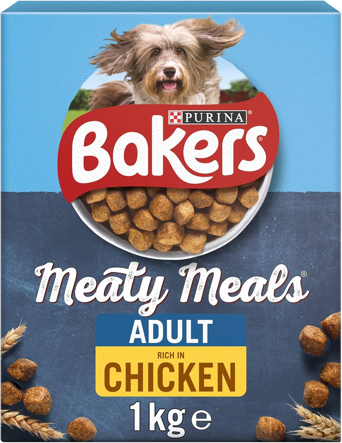 Bakers Meaty Meals Adult Dry Dog Food Chicken 1kg (Pack of 4), 1 kg (Pack of 4)