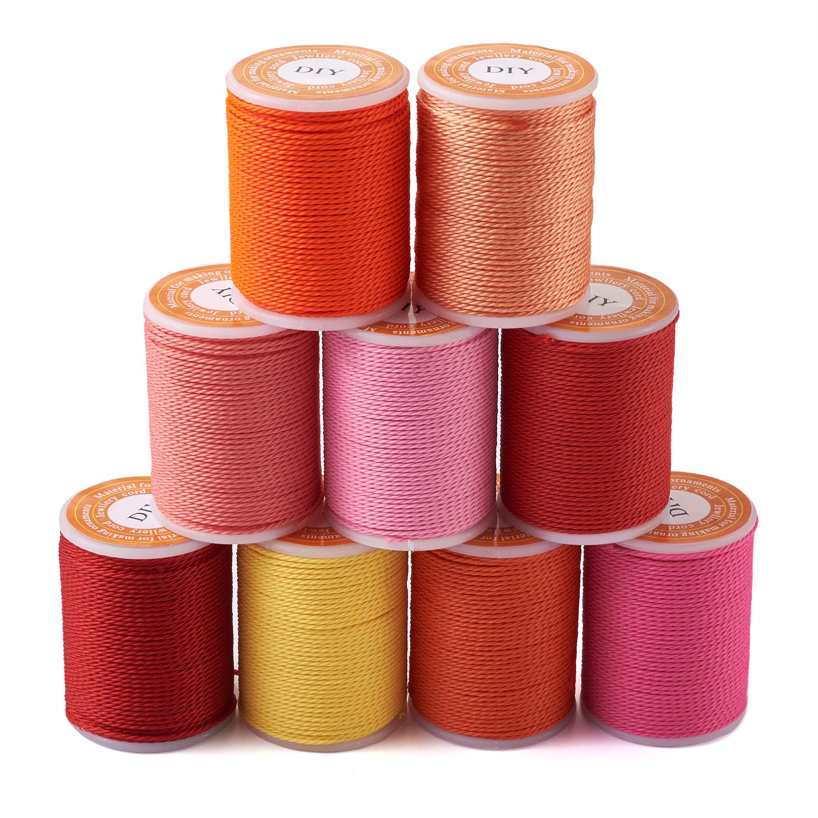 Beadthoven 108 Yards 1mm Waxed Polyester Cords 9 Rolls Macrame Twine Bracelet Thread Artisan String for Sewing Braided Jewelry Necklace Craft Making, 9 Colors