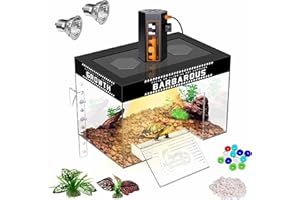 GOZILLA Adjustable Turtle Basking Platform with Basking Lamp, 9.8x6.3x6.3'' Acrylic Turtle Topper & Dock, Hanging Platform En
