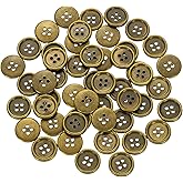 HARFINGTON 100pcs 24L Plastic Sewing Buttons 15mm 5/8" 4-Hole Round Replacement Craft Button for Coats Sewing Clothing and DIY, Bronze