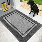 PURRUGS Dirt Trapping Door Mat 20" x 32", Non-Slip Machine Washable Entryway Rug, Entrance Mat, Indoor Front Door Mat, Super Absorbent Entry Rug for Muddy Shoes & Paws, Light Grey & Dark Grey