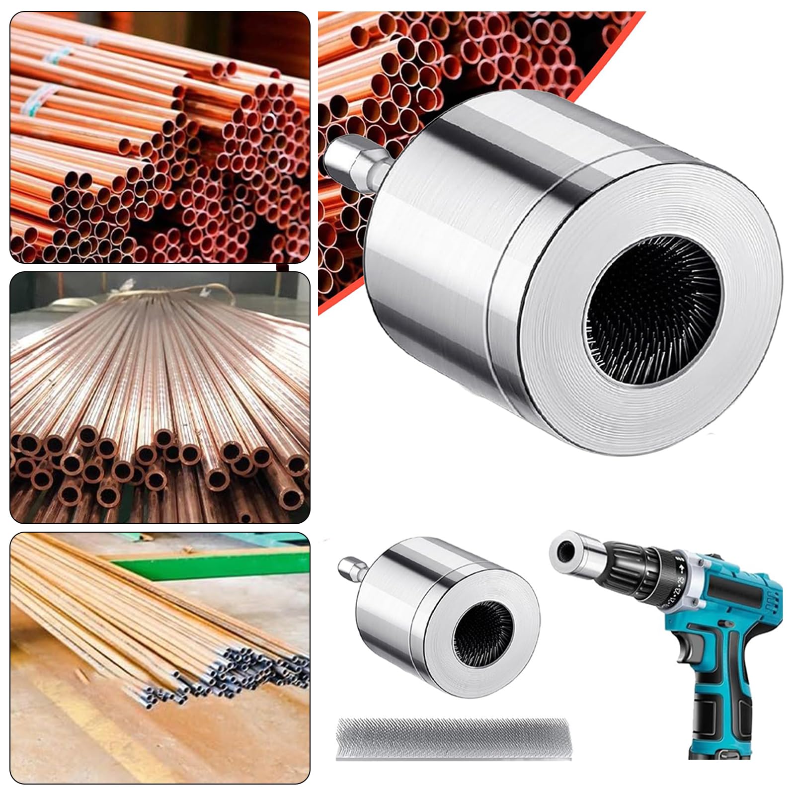 15/22/28mm Copper Pipe Cleaner for drill pipe cleaner, Upgraded Metal Tube Cleaning Brushes, Plumbing Brush Copper pipe drill Cleaners 22mm+15mm pipe Cleaner for Electric drill Bit (2pc/Set)