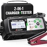 FOXWELL BC521 2-in-1 Battery Charger &amp; Tester, Test Before Charging 12V 5A | Test Car Battery Health, Cranking and Alternator Output, Then Use 8-Stage Charging, Pulse Repair Or Battery Maintenance