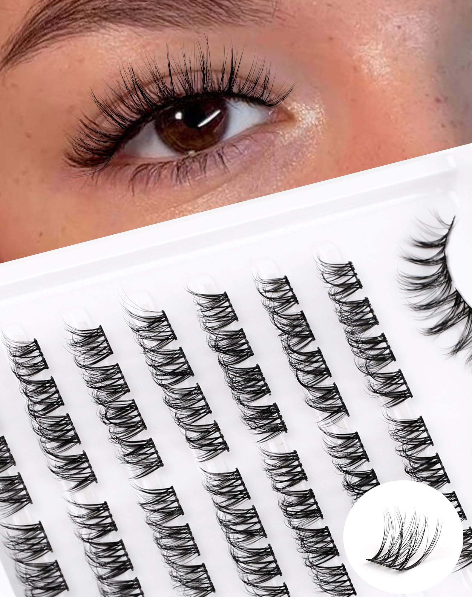 Onlyall Natural Lash Cluster Extension Mink Eyelashes Clusters False Eyelash Individual Wispy Lash Fluffy Mink Eyelash 64Pcs (12-17MM Pre-styled-Sunflower-8Pair) C18 — image 1