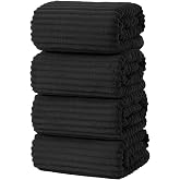 NALIVO 4 Piece Bath Towels, 30"x60" Microfiber Towels Set, Black | Large Bathroom Towels, Soft Touch, Highly Absorbent, Quick Dry, Lint Free, Long-Lasting, Family Use, Guest Bath &amp; Daily Use