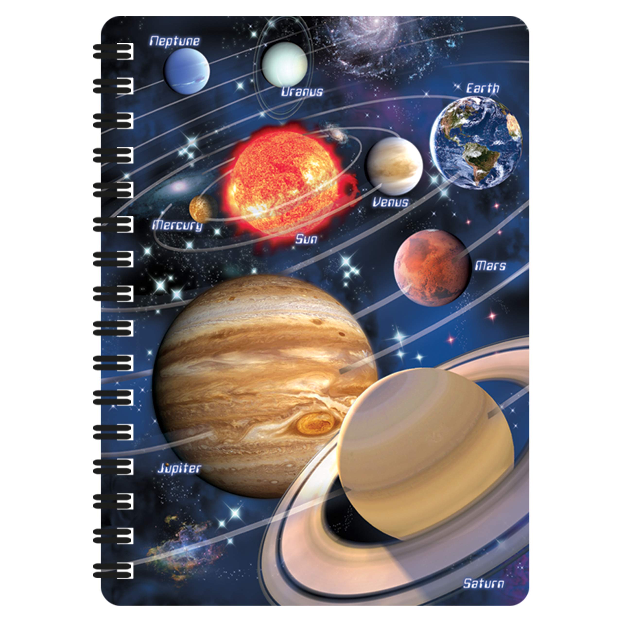 3D LiveLife Jotter - Our Solar System from Deluxebase. Spiral Bound A6 Notebook with 80 Plain Recycled Pages. Pocket Sized Space Notepad, Journal or Drawing Book with Planet Cover