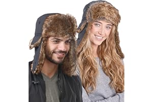 Tough Headwear Winter Trapper Hat - Russian Ushanka Trooper Aviator Hats for Men & Women, Snow Eskimo Hat with Ear Flaps