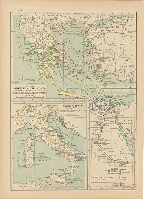 Amazon 世紀世界のアトラス エジプト ギリシャイタリア 1914 24in X 18 In Historic国マップヴィンテージ再印刷 アートフレーム ポスター オンライン通販