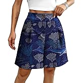 domirica Loose Shorts for Women Summer Vintage Pleated Button Trendy Shorts Wide Leg Summer Pants Beach Vacation Clothes