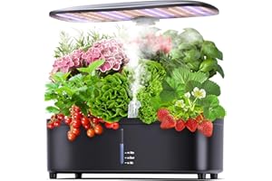 OKAYICE Misting 15 Pods Hydroponic Growing System Herb Garden Kit Indoor,2.5L Large Tank Plant Germination Kit with Adjustable Height Grow Light to “20", Quiet Pump, Auto Timer, Gardening Christmas Gifts