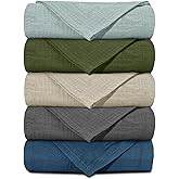 Muslin Receiving Blankets, Neutral Blanket Swaddling for Newborn Boys and Girls, 5 Pack Breathable and Skin-Friendly Swaddle Wrap for Infant Baby (Graceful Colors)