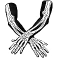 Spooktacular Creations Halloween Skeleton Arm Length Gloves for Adult, Bone Skull Gloves for Women Men for Halloween Cosplay Parties