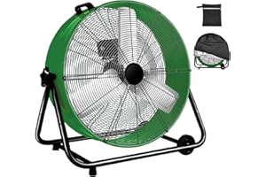 WARMLREC Industrial Fan 24 Inch Heavy Duty Drum 3 Speed 8800 CFM Air Circulation High Velocity Fan For Warehouse, Workshop, Factory, Commercial, Residential and Greenhouse Green