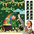ROCWOHO St Patricks Party Games Pin The Hat on The Leprechauns Game Reusable Pin Game Saint Patrick Lucky Shamrock Party Favor Supplies for Kids Girls Boys