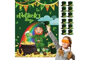 ROCWOHO St Patricks Party Games Pin The Hat on The Leprechauns Game Reusable Pin Game Saint Patrick Lucky Shamrock Party Favor Supplies for Kids Girls Boys